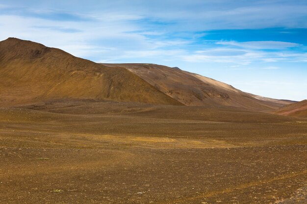 Paisagem de campo de cascalho seco da Islândia Central