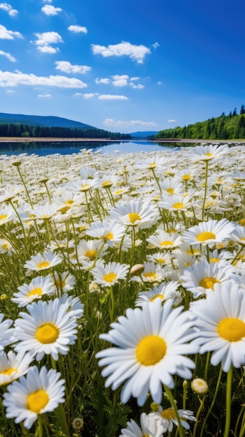 Paisagem de campo de margaridas para papéis de parede