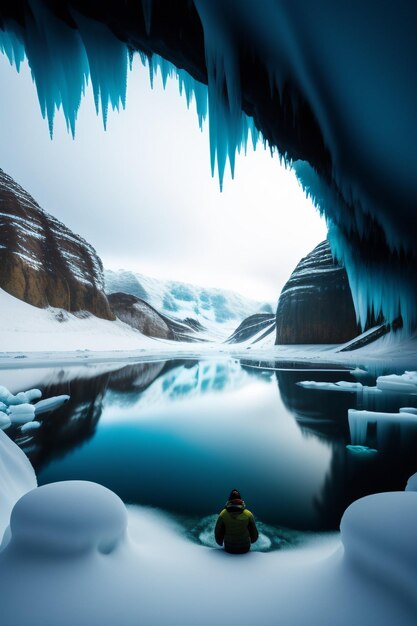 Paisagem de caverna de gelo