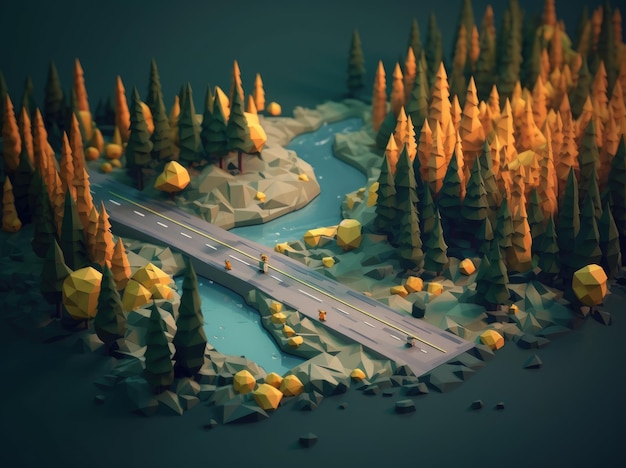 paisagem de desenho animado de ilustração 3d