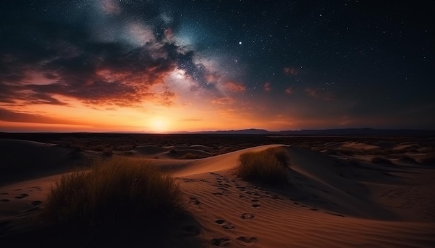Foto paisagem de dunas de areia ao anoitecer beleza na natureza cena tranquila gerada por inteligência artificial