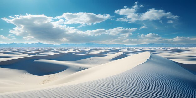 Foto paisagem de dunas de areia branca no deserto com vista para o céu azul