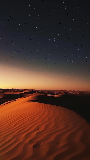 Foto paisagem de dunas no deserto ao pôr do sol