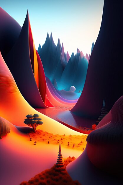 Paisagem de fantasia abstrata 3D