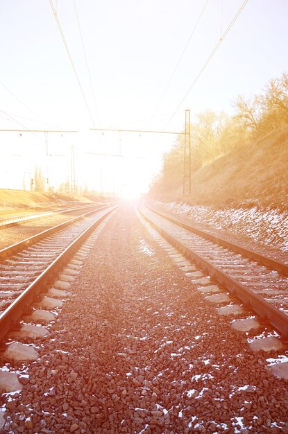 Paisagem de ferrovia de inverno