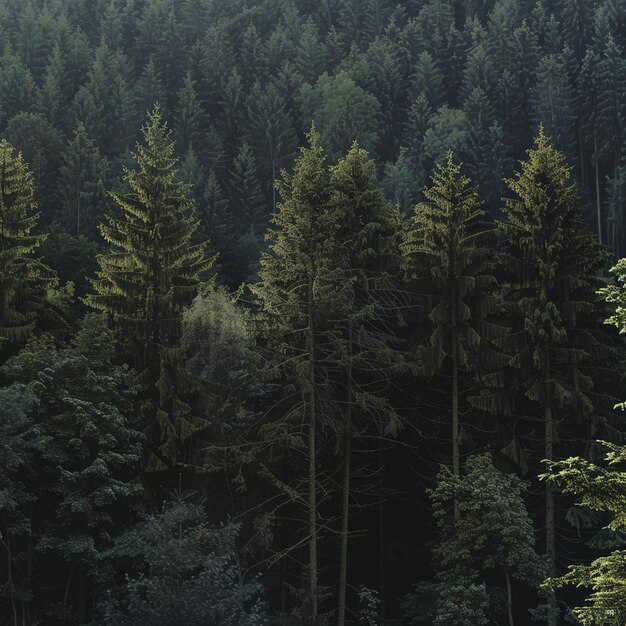 Paisagem de floresta exuberante com ovelhas pastando