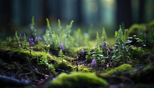 Paisagem de floresta verde com bokeh Fundo de verão Papéis de parede Spring Generative AI