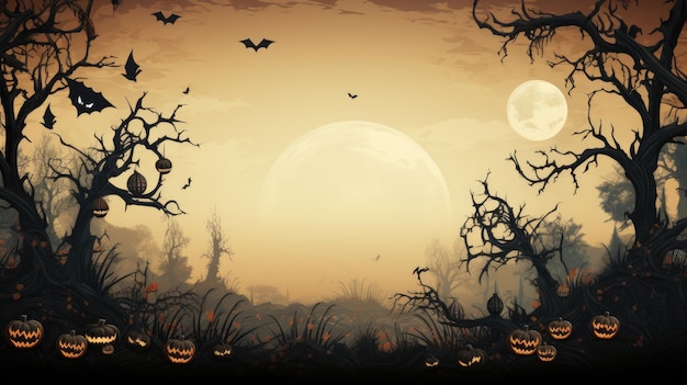 Foto paisagem de halloween com lua