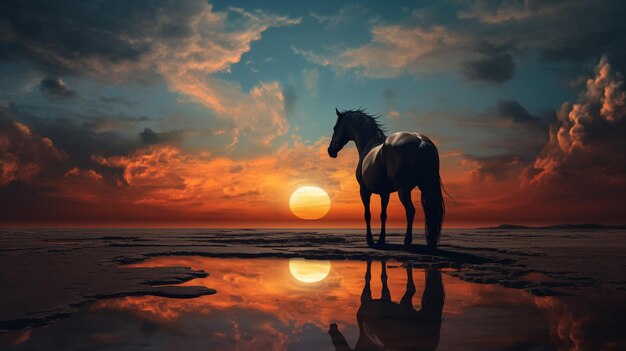 Paisagem de Horse Beauties em fundo