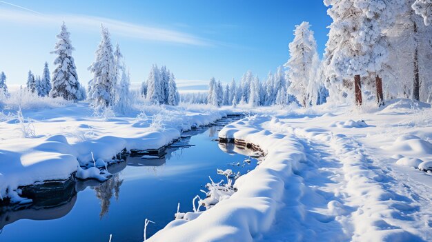 Paisagem de inverno árvores na neve