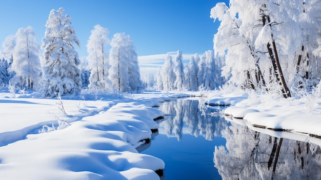 Foto paisagem de inverno árvores na neve