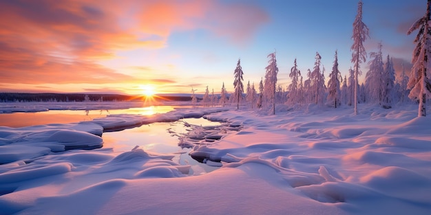 Paisagem de inverno com floresta