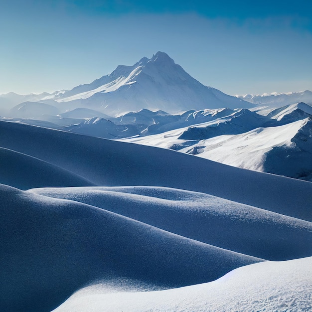 Paisagem de inverno de montanha Montanhas cobertas de neve