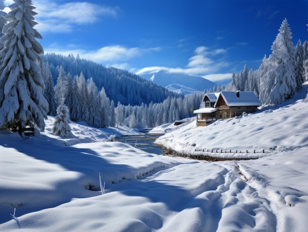 Paisagem de inverno nas montanhas dos Cárpatos