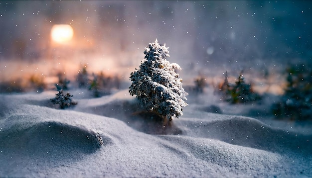 Paisagem de inverno Árvores de Natal na neve Queda de neve na natureza inverno natureza floresta de inverno ilustração 3D