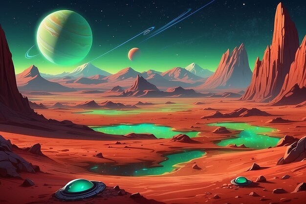 Paisagem de Marte fundo de planeta alienígena