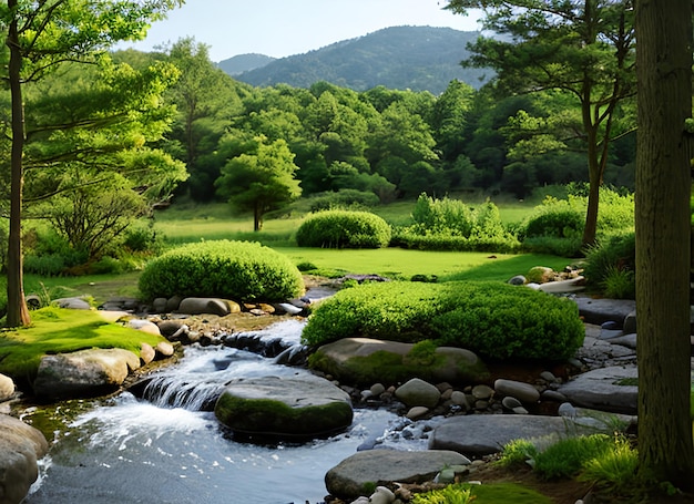 Paisagem de meditação Zen Ambiente de natureza calma e espiritual