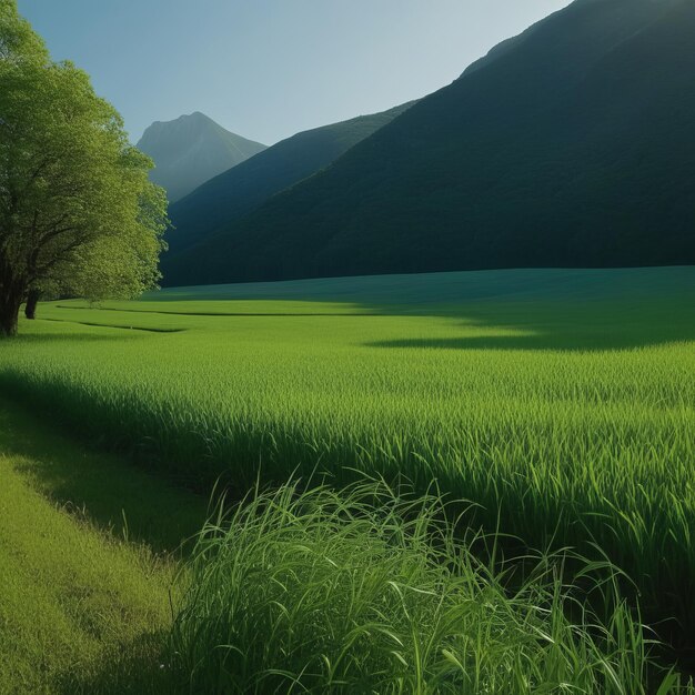 Paisagem de montanha bonita com grama verde Paisagem de montagna bonita com erva verde gre