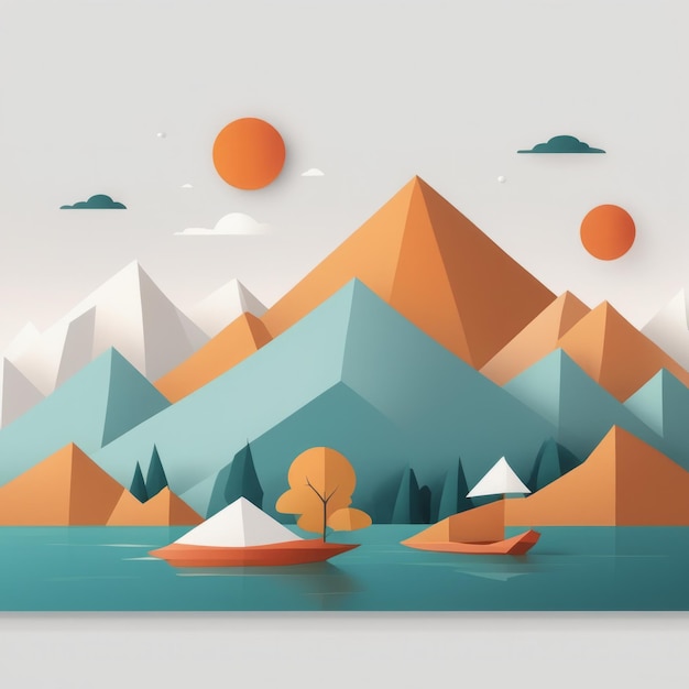 paisagem de montanha lago e montanhas ilustração vetorial paisagem de montanha lago e montanhas