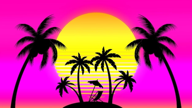 Paisagem de néon futurista estilo dos anos 80 retrô abstrato RPG para jogos RPG de fundo montanhas digitais