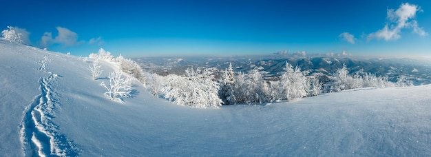 Foto paisagem de neve de montanha de inverno