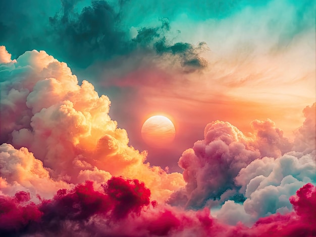 paisagem de nuvens abstrata fundo pôr-do-sol céu laranja generativo Ai