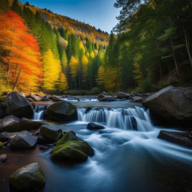 Foto paisagem de outono bonita com árvores e folhas