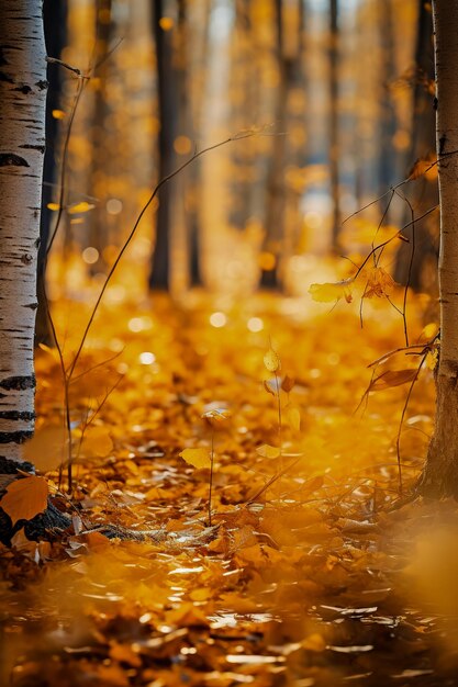 Paisagem de outono com folhas caídas