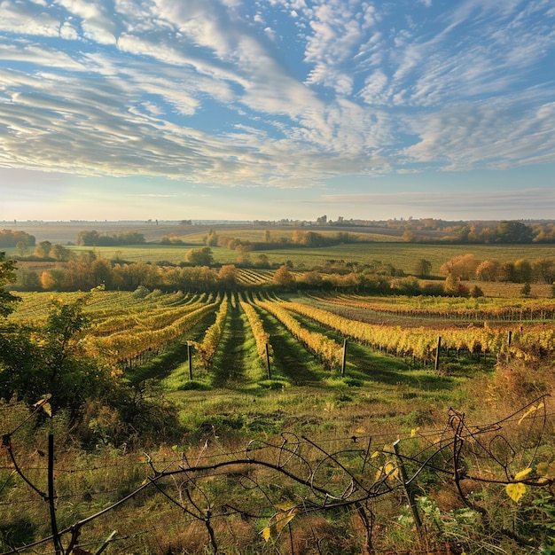 Paisagem de outono lituana com vinhas e árvores