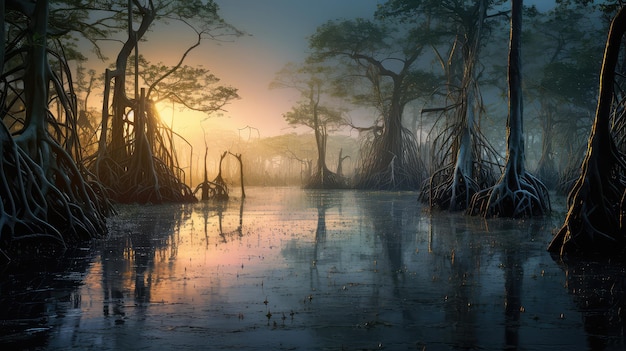 Paisagem de pântanos de maré