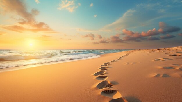 Foto paisagem de pegadas de areia