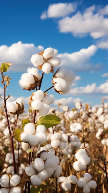 paisagem de perto de planta de flor de algodão natural branca orgânica