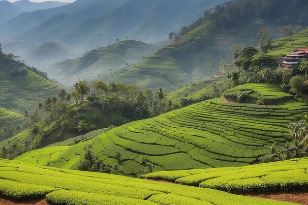 Foto paisagem de plantação de chá verde