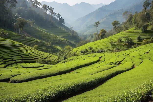 Foto paisagem de plantação de chá verde