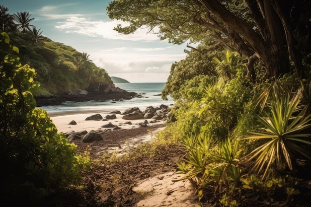 Foto paisagem de praia costeira tropical