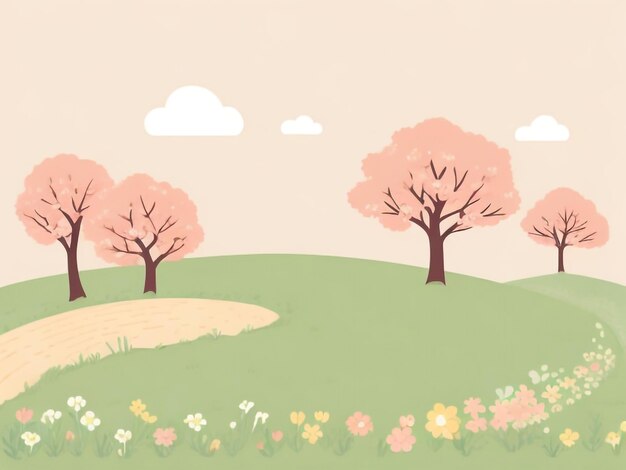 Paisagem de Primavera Fundo Ilustração vetorial simples