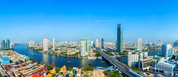 Paisagem, de, rio, em, cidade bangkok, com, céu azul