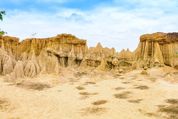 Paisagem, de, texturas solo, erodido, arenito, pilares