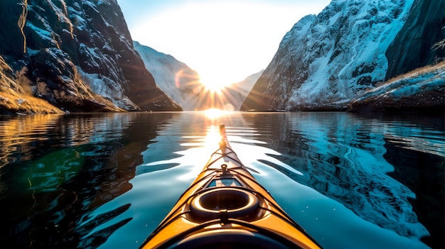 paisagem de um caiaque em um lago