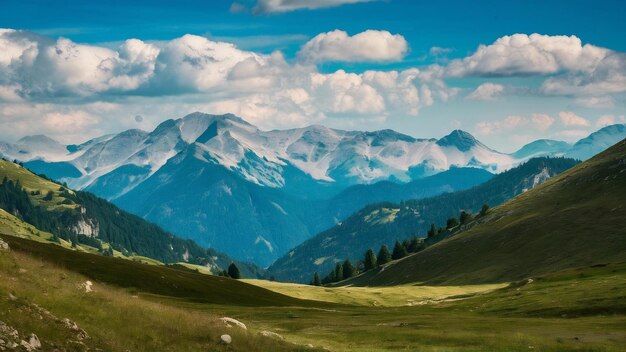 Paisagem de verão nas montanhas e o céu azul