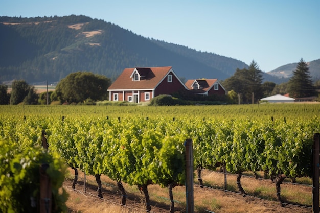 Foto paisagem de vinha com casa de fazenda xa