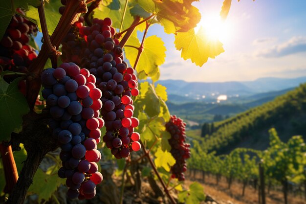 Paisagem de vinha na Toscana ao pôr-do-sol, Itália