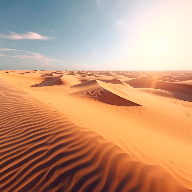 Paisagem desértica belas dunas de areia oásis de areia branca e dourada miragem