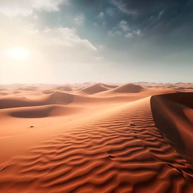 Paisagem desértica belas dunas de areia oásis de areia branca e dourada miragem