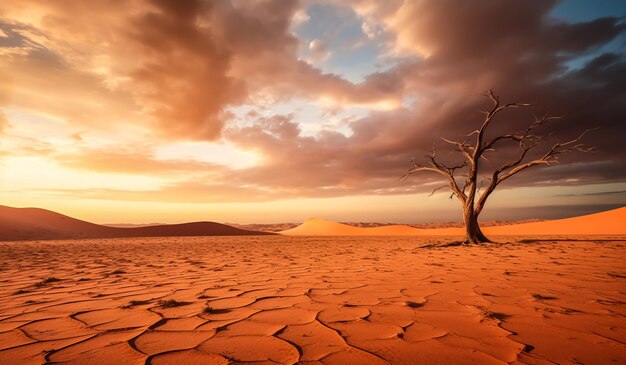 Paisagem desértica com dunas de areia geradas por IA