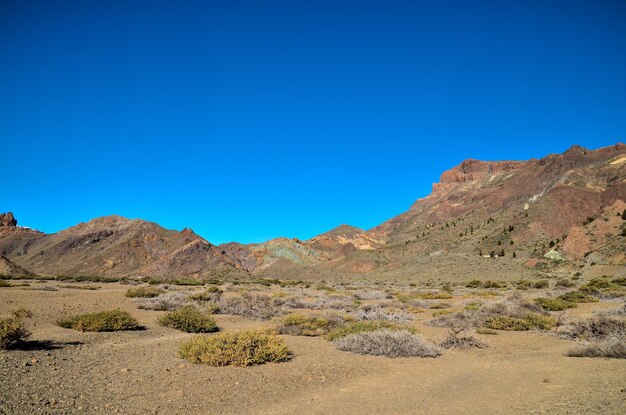 Foto paisagem desértica no parque nacional do vulcão teide