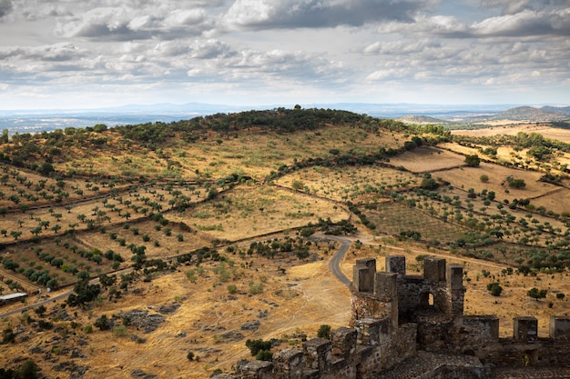 Paisagem do castelo de Miraflores. Alconchel. Espanha.