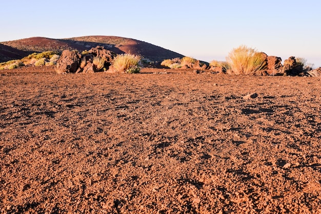 Foto paisagem do deserto do por do sol na espanha das ilhas canárias de tenerife