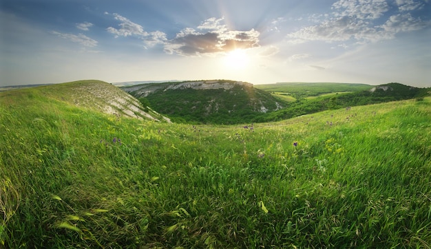 Paisagem do panorama da montanha. Nature composioin.