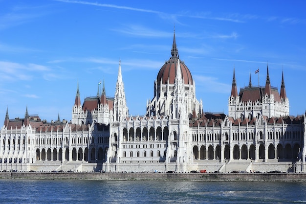 Paisagem do parlamento de Budapeste, vista turística da capital da Hungria na Europa, paisagem arquitetônica